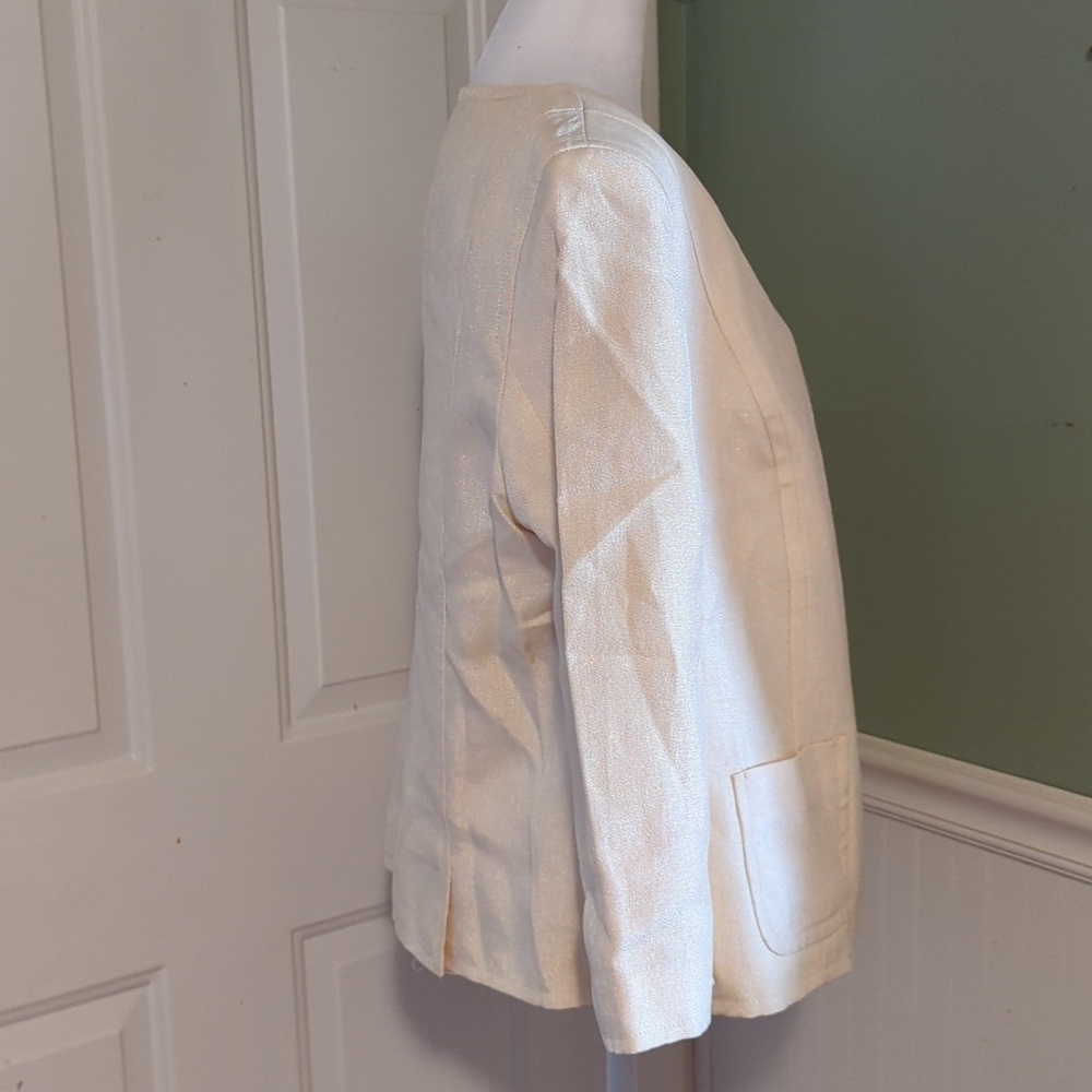 Talbots Cream Champagne Blazer Lined Jacket 16 Career Buttons - Picture 10 of 14